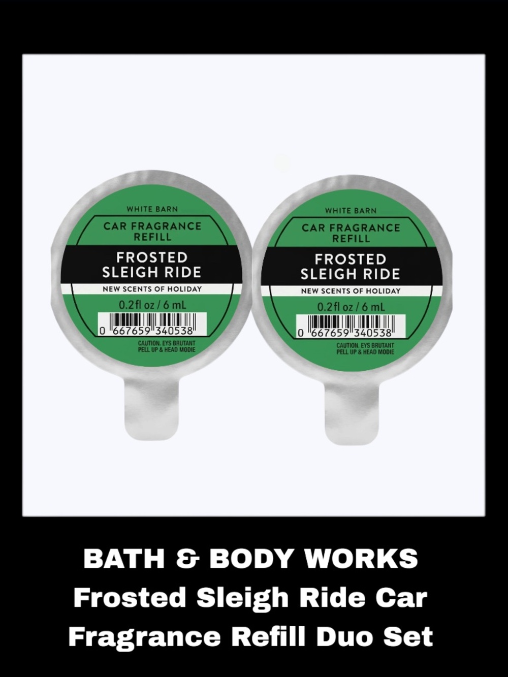 BATH & BODY WORKS Frosted Sleigh Ride Car Fragrance Refill Duo Set